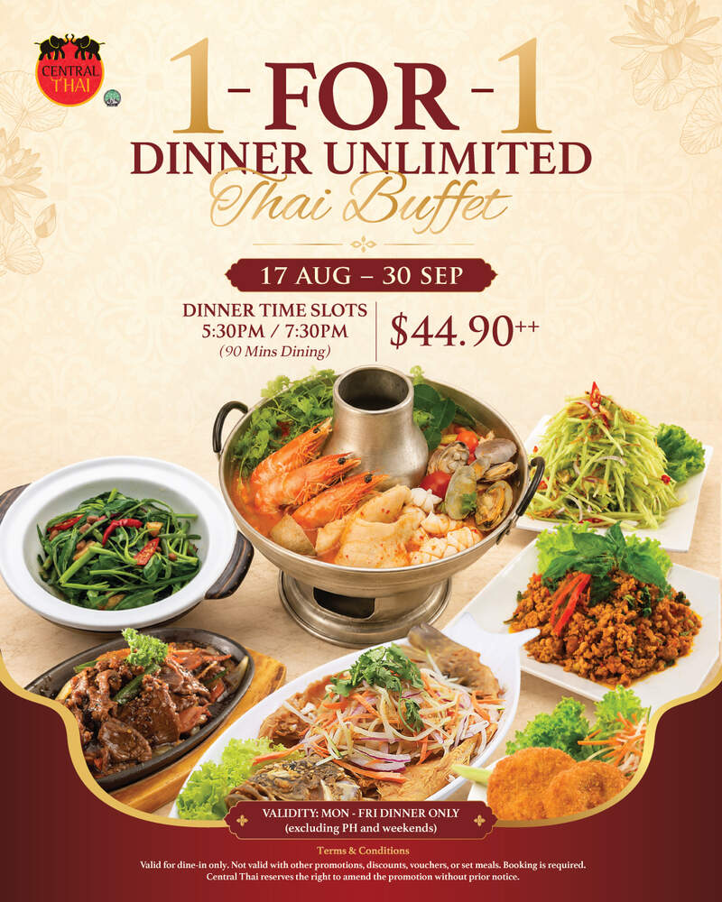 1-for-1 Weekday Dinner Buffet — $44.90++ per adult